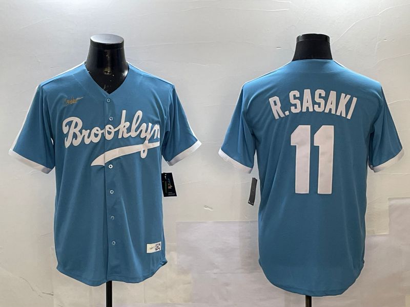 Men Los Angeles Dodgers 11 R.Sasaki Light Blue Fashion Game 2025 Nike MLB Jersey style 1